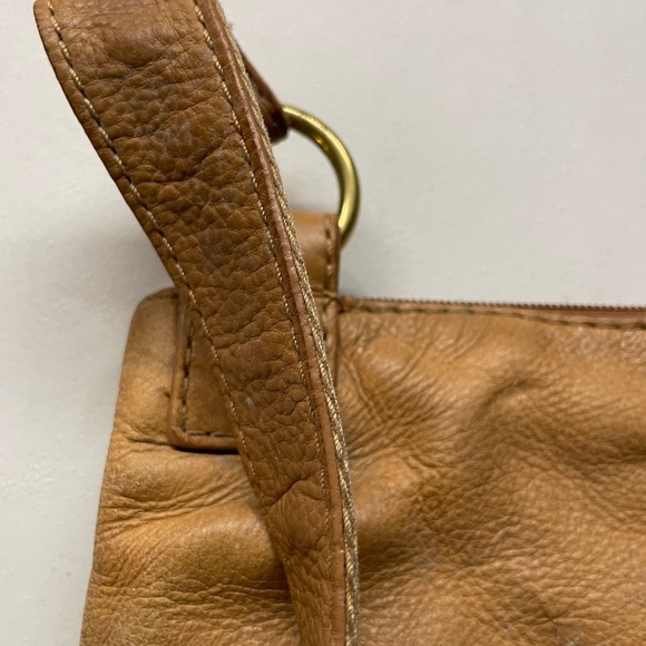 Fossil Camel Brown Leather Sling Crossbody Shoulder messenger bag - Picture 9 of 15